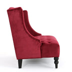 Velvet Loveseat Sofa, 2-Seat Tufted Wingback Couch with Diamond Button Tufting and Turned Legs, Modern Glam Accent Seating for Living Room, Foyer, Entryway, Wine RED