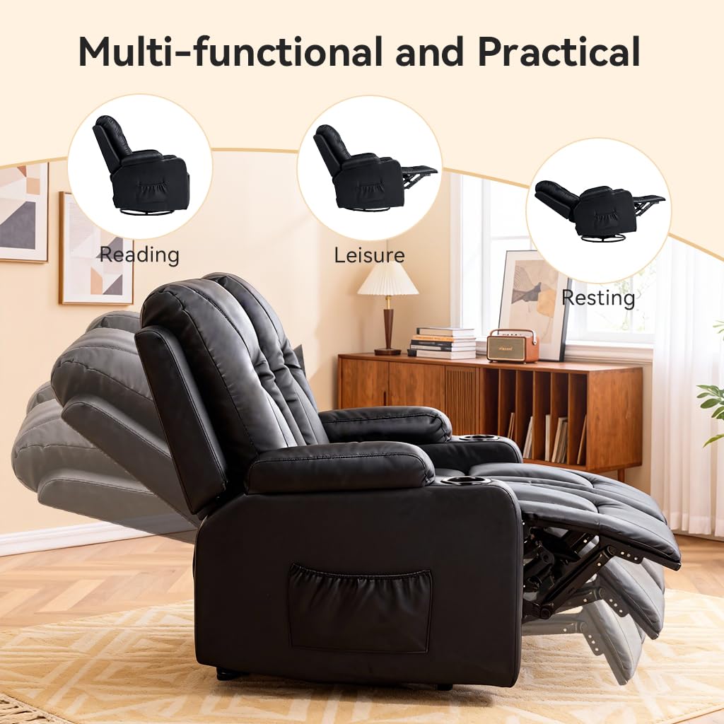 COMHOMA Living Room Furniture Set,Faux Leather Manual Recliner Sofa Sets