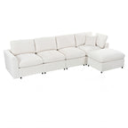 130" L-Shaped Modular Sectional Sofa Modern Deep Seat Cloud Couch for 5, Oversized Chenille Fabric Cloud Sectional Couches with 1 Ottoman Chaise, Higher Seater (21.7 inch)