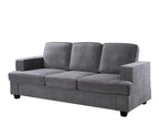 Velvet Sofa, Comfortable 3 Seater Couch with Deep Seating and High Density Foam, Loose Back Cushions, Wide Arms, Livingfor Home, Apartment, Office, Grey EY632