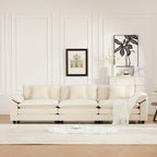 Wider Armrest 3 Seats Modern Sectional Couch Beige Chenille Cloud Couch Comfort Living Room Bedroom Apartment Comfortable Modular Sofa