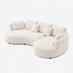 124.8" Modern Curved Sectional Sofa with Chaise, Upholstery Boucle Sofa with Pillows,Sectional Couch for Living Room - (Beige,Right Hand Facing)
