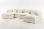 130.71" Width Cloud Couch Oversized Modular Sectional Sofa True Relax Comfy Couches WideDeep Seat Sofas for LivingSets, 4Seat with 2Ottoman DP343