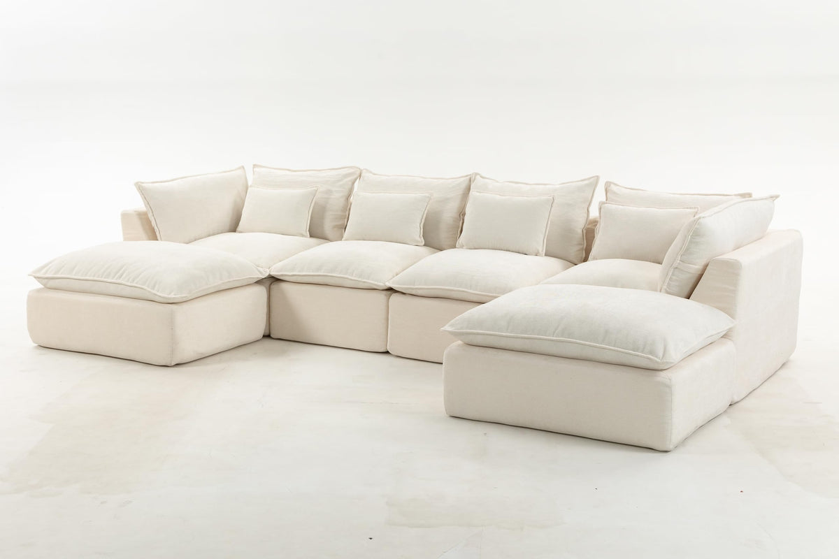 130.71" Width Cloud Couch Oversized Modular Sectional Sofa True Relax Comfy Couches WideDeep Seat Sofas for LivingSets, 4Seat with 2Ottoman DP343