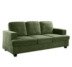 Velvet Sofa, Comfortable 3 Seater Couch with Deep Seating and High Density Foam, Loose Back Cushions, Wide Arms, Livingfor Home, Apartment, Office, Green