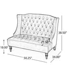 Velvet Loveseat Sofa, 2-Seat Tufted Wingback Couch with Diamond Button Tufting and Turned Legs, Modern Glam Accent Seating for Living Room, Foyer, Entryway, Wine RED