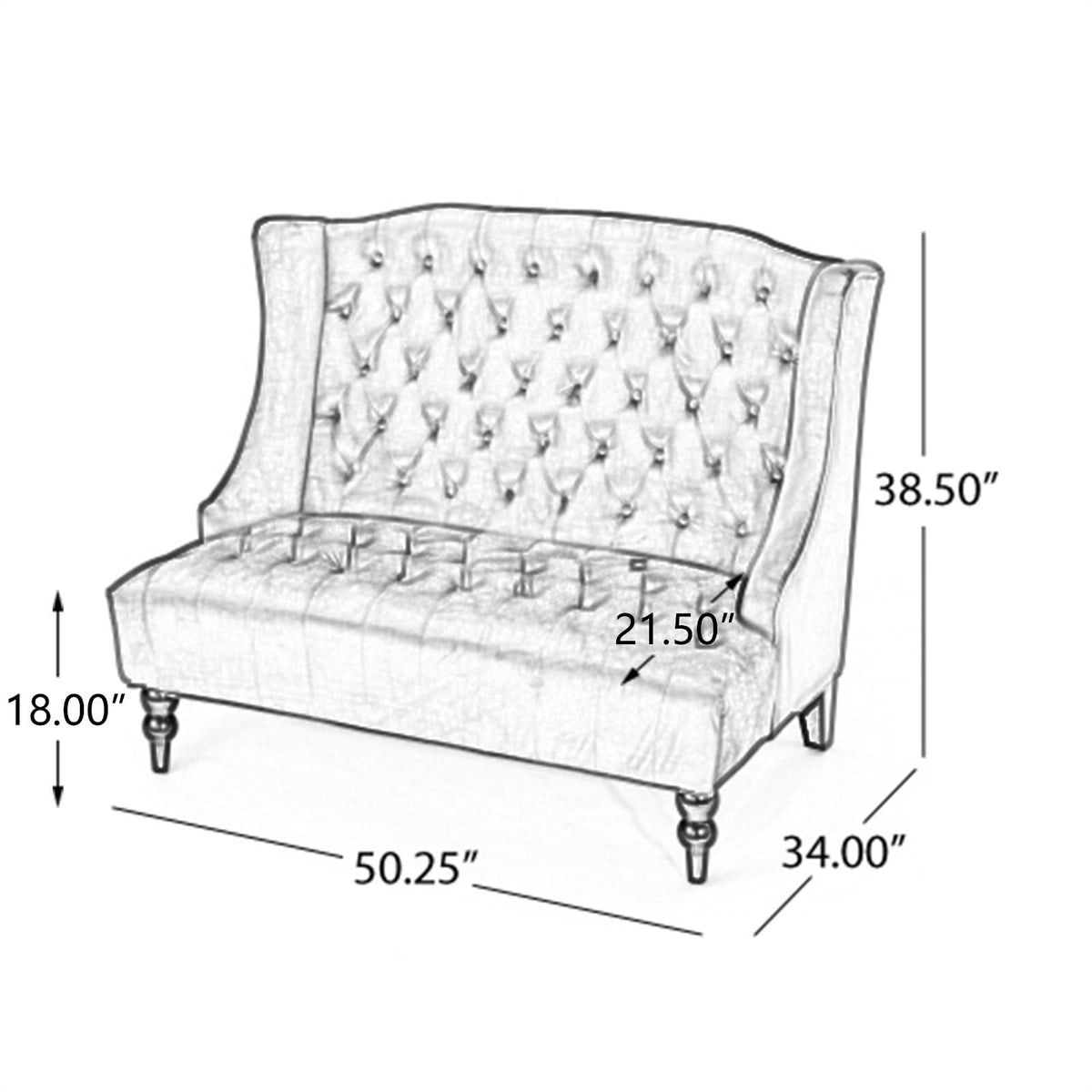 Velvet Loveseat Sofa, 2-Seat Tufted Wingback Couch with Diamond Button Tufting and Turned Legs, Modern Glam Accent Seating for Living Room, Foyer, Entryway, Wine RED