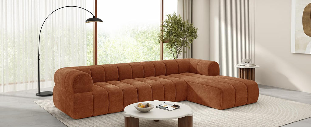 122" L Shaped Sectional Sofa with High Density Fully Compressed Sponge and Chaise Lounge, 2 Set, Fully Assembled Right Hand Facing, Perfect for Living Room, Lounge