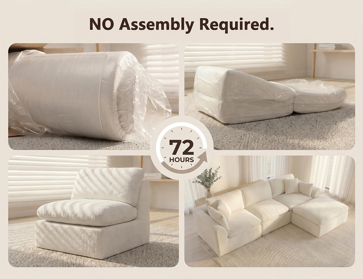 115 in Modular Sectional Sofa, L-Shaped Chenille, 3-Seater with Ottoman