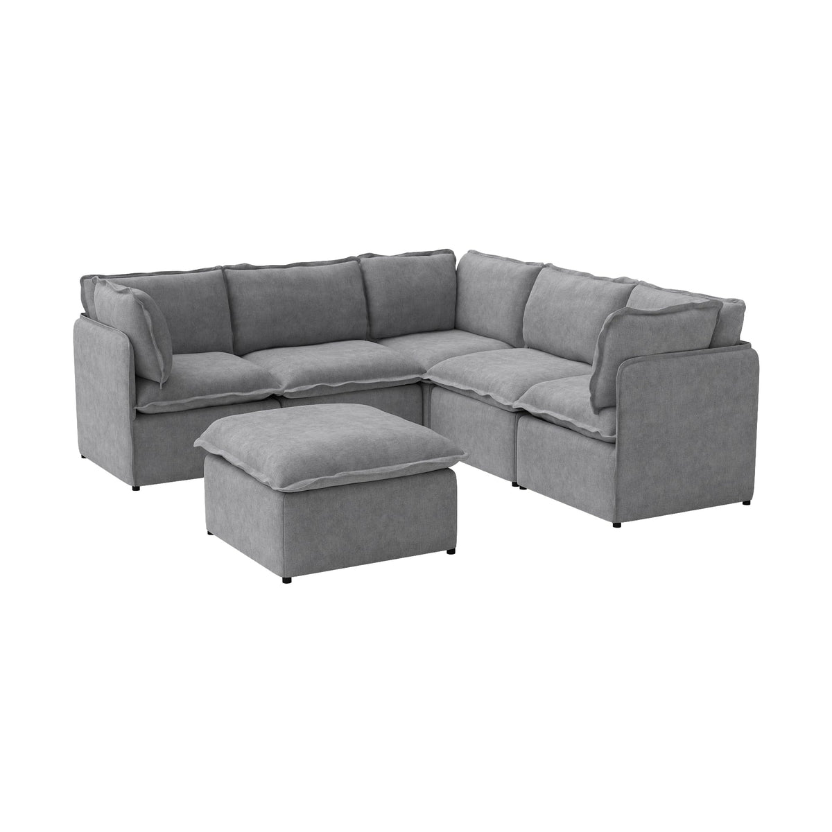 WJShome 5-Seater Cloud Modular Sofa Sectional Living Room Couch, Khaki