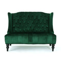 Velvet Loveseat Sofa, 2-Seat Tufted Wingback Couch with Diamond Button Tufting and Turned Legs, Modern Glam Accent Seating for Living Room, Foyer, Entryway, Wine RED