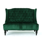 Velvet Loveseat Sofa, 2-Seat Tufted Wingback Couch with Diamond Button Tufting and Turned Legs, Modern Glam Accent Seating for Living Room, Foyer, Entryway, Wine RED
