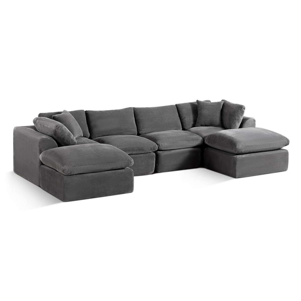 110" Beige Boneless Sectional Couch with Ottoman