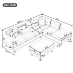 105" Modern Sectional Sofa with Storage Ottoman Gray Design Living Room Cozy Comfort