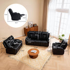 COMHOMA Living Room Furniture Set,Faux Leather Manual Recliner Sofa Sets