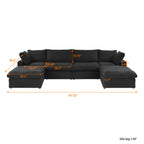 WJShome Cloud Modular Sectional Sofa with 2 Storage Ottomans,160.6" Down Filled U Shaped Sofa Couch for Living Room,6 Seater Minimalist Wide Deep Seat Convertible Couches for Office Apartment,Black