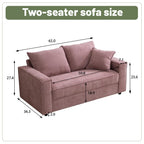 YUHUASHI Square Loveseat Sofa,Linen Fabric Upholstered Couch，Pink