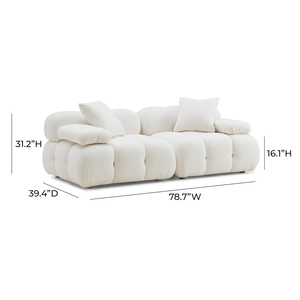 Tov Furniture Calliope Cream Vegan Shearling Modular Loveseat