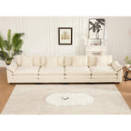 Wider Armrest 3 Seats Modern Sectional Couch Chenille Beige Cloud Comfort Living Room Bedroom Apartment Comfortable Home Decor