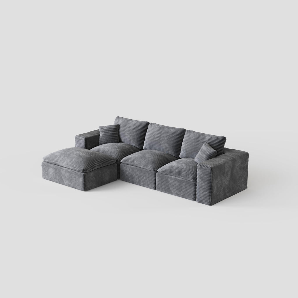 108" Cloud Sectional Couch with L Shape Chaise, Left Right Interchangeable,Modular Sofa with Deep Seat, Upholstered Couches for Living Room Bedroom,No Assembly Required, Soft Plush Corduroy Fab NV223