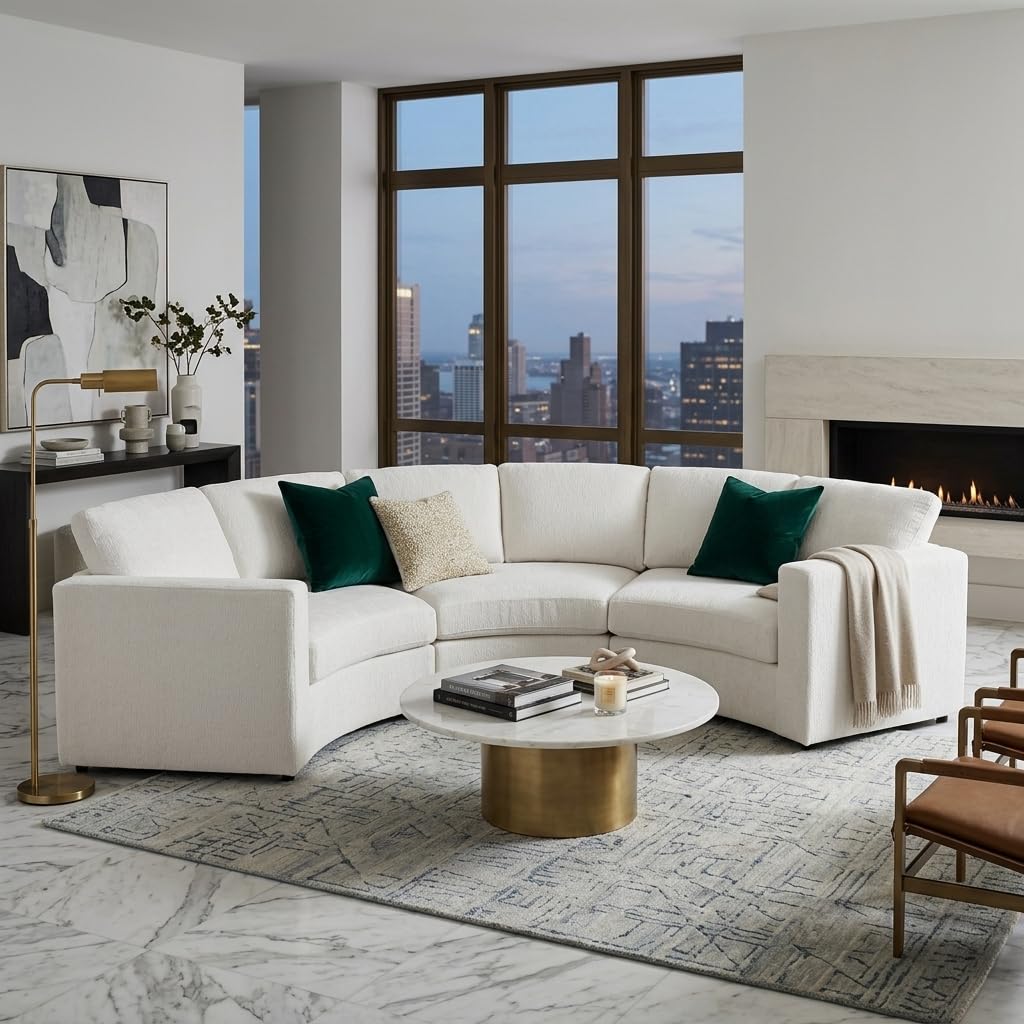 109.4'' Curved Modular Sectional Sofa,3 Seat Semi Circular Chenille Couch