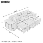 104.5 Inch Modern L-Shaped Reversible Sectional Sofa with Storage Chaise Lounge and Sleeper Bed Function for Living Room (Cream + Chenille + 3 Seat + Foam)