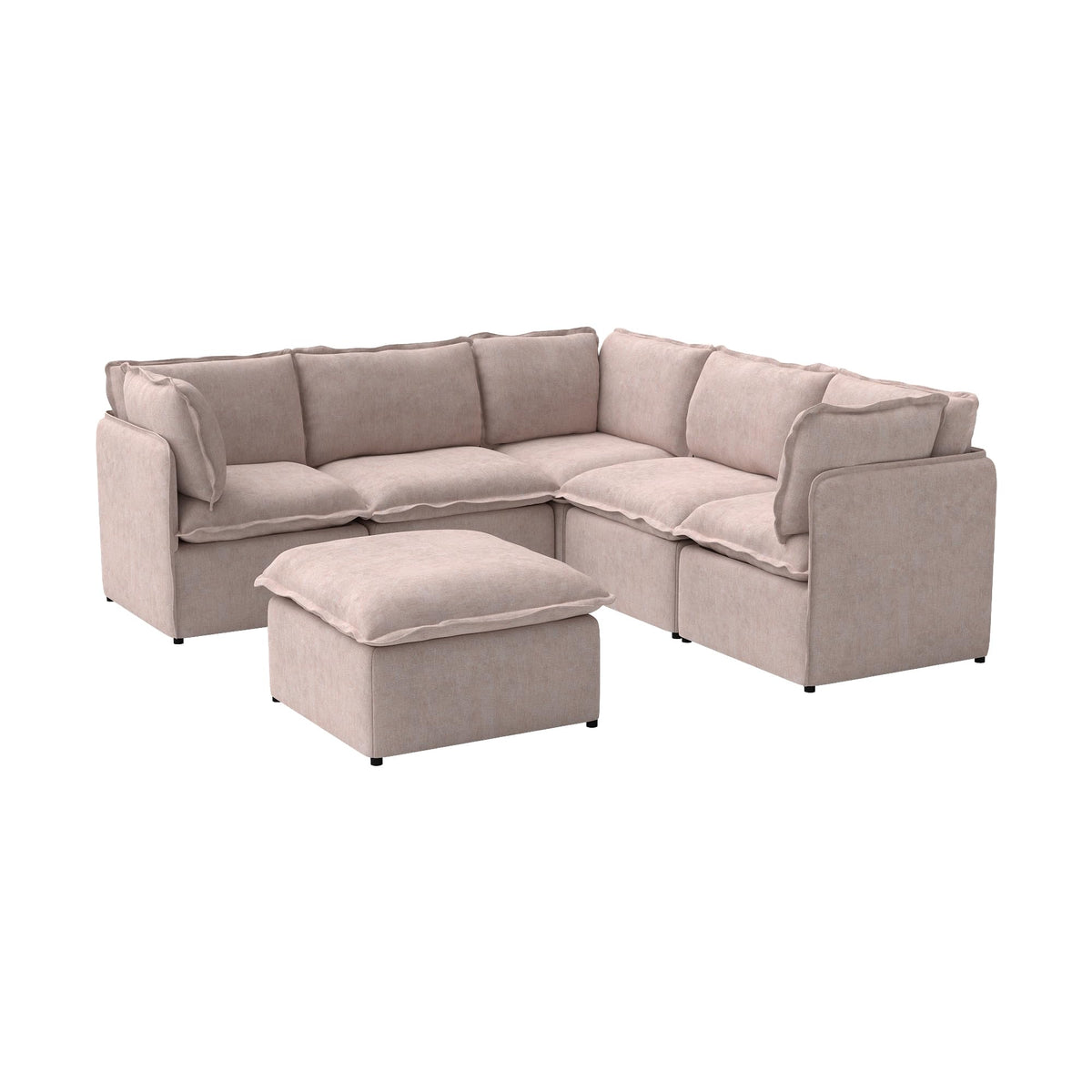 WJShome 5-Seater Cloud Modular Sofa Sectional Living Room Couch, Khaki