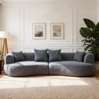 WILLIAMSPACE 132" Oversize Curved Sofa Couch for Living Room, Modern Luxury 2 Pieces Upholstered Cloud Sofa Curved Couch with Half Moon Design, Velvet 6 Seater Sofa for Apartment, No Assembly, Orange