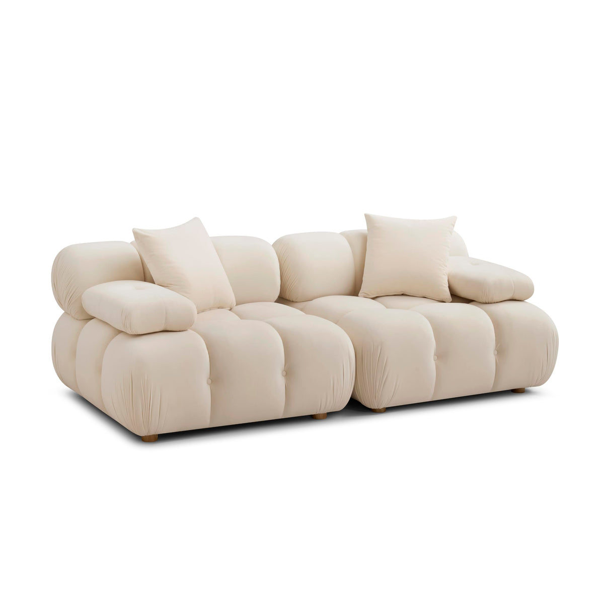 TOV Furniture Calliope 79" Cream Performance Velvet Modular Loveseat