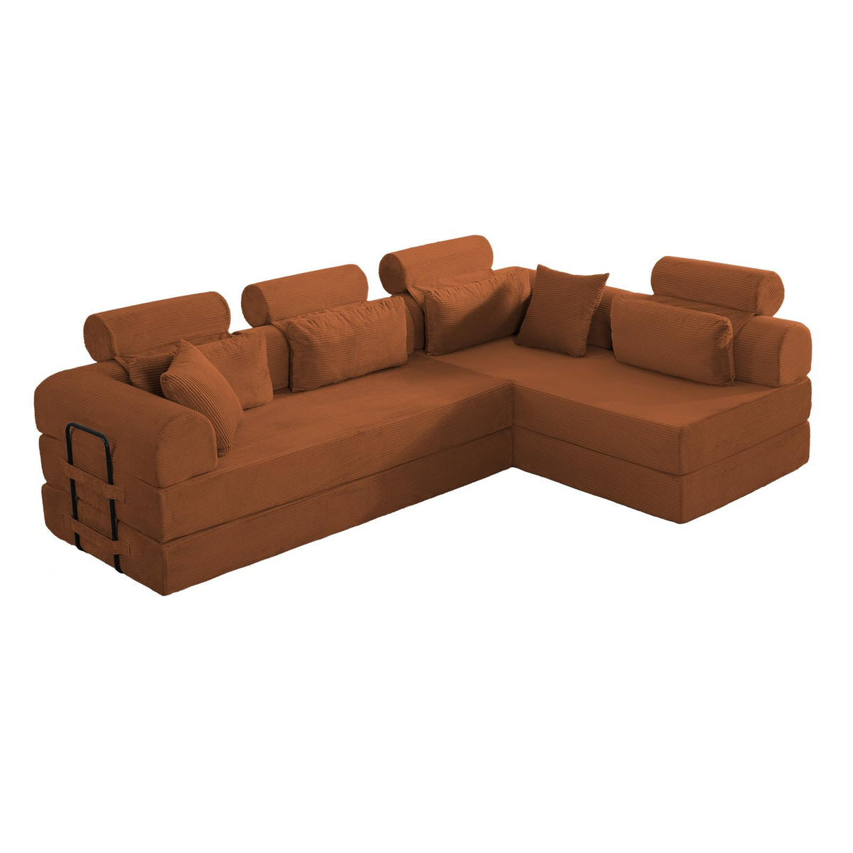106" L-Shape Corduroy Sectional Sofa, Convertible Couch with Chaise