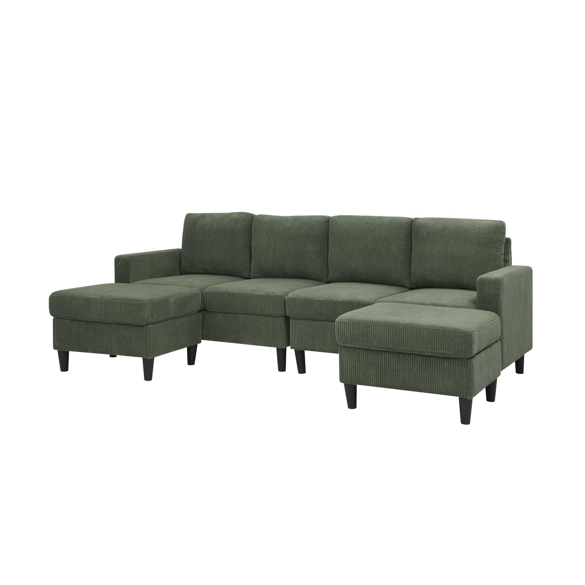 Tidyard Cordory Upholstered Modular Sectional Sofa with 2 Ottomans, Durable Corduroy Fabric, Modern Design with Tall Legs, Easy Assembly, No Tools Required