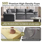108" Modular Sectional Sofa, 3-Seater Cloud Couch with Moveable Ottoman, L-Shaped Boneless Sofa, Deep Seat Comfy Couches for Living Room Bedroom, No Assembly Required, Gray
