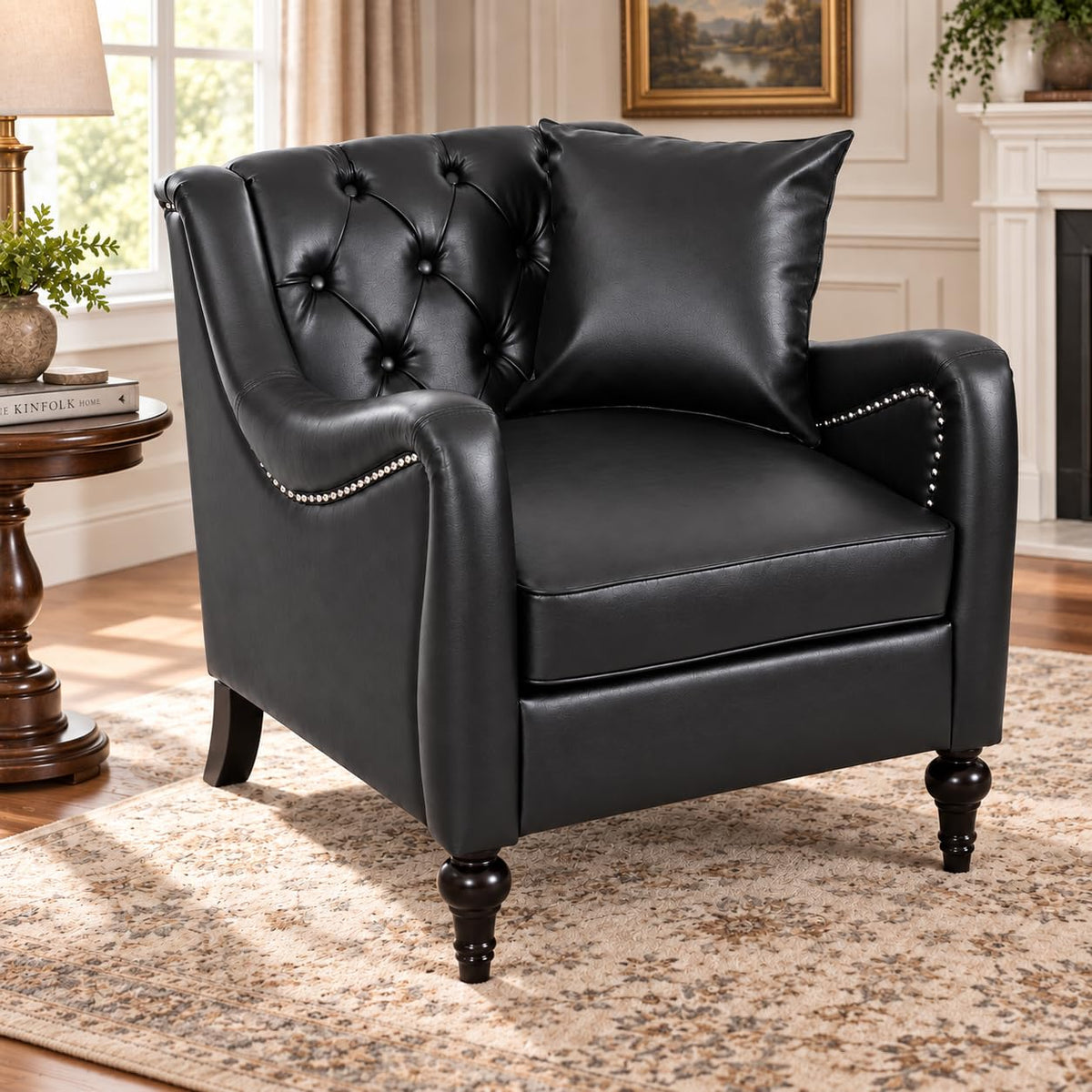 103" PU Leather Chesterfield L Shaped Sectional Sofa Couch, Dark Brown
