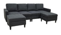 Tidyard Linen Upholstered Modular Sectional Sofa with 2 Ottomans, Grayish Black, Tall Legs, Easy Assembly, No Tools Required