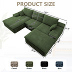107" Cloud Couch Modular Sectional Couchs with Chaise Lounge, U-Shape Boneless Couches with Ottoman for Living Room, Corduroy Sofa with Deep Seat, No Assembly Required (Green, Left Facing Chaise)