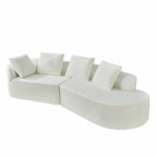 116" Curved Sectional Sofa with High Density Fully Compressed Sponge and Chaise Lounge, Pearl Upholstery, 2 Set, Fully Assembled Right Hand Facing, Perfect for Living Room, Lounge