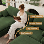 107" Cloud Couch Modular Sectional Couchs with Chaise Lounge, U-Shape Boneless Couches with Ottoman for Living Room, Corduroy Sofa with Deep Seat, No Assembly Required (Green, Left Facing Chaise)