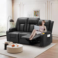 YODOLLA Reclining Loveseat Sofa with Dual Center Console, 4 Cup Holders, 2 Side Pockets, Manual Wall Hugger Recliner Couch for RV and Living Room, Faux Leather Brown