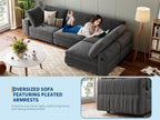 106" L-Shaped Modern Sofa Modular Sectional Cloud Couch with Charging Station, Convertible Sectional Sofa Sleeper Bed with USB/Type-C Port, Removble Chaise Sofa for Living Room, Apartment, Grey Velvet