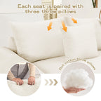 130" Oversized Modular 3-Seater Sectional Sofa, Cloud Corduroy Fabric with Extra-Thick Armrests, Ergonomic Deep Seat Couch for Living Room, Easy Assembly Sofas for Living Room(Cream)