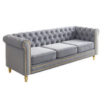 Velvet Sofa 84.65 inch for Living Room Light Grey Color