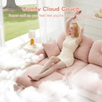 107" L Shaped Couch, Chenille Upholstered Modular Sectional Sofa, 3 Seater Deep Seat Sofa with Movable Ottoman, Modern Cloud Couch with Thick Seat Cushion, Sectional Couches for Living Room, Pink