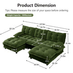 108" U Shaped Modular Sectional Sofa Couches for Living Room, Cloud Couch with Movable Ottomans, Comfy Chenille Sofa with Pillow-top Armrest for Bedroom Apartment