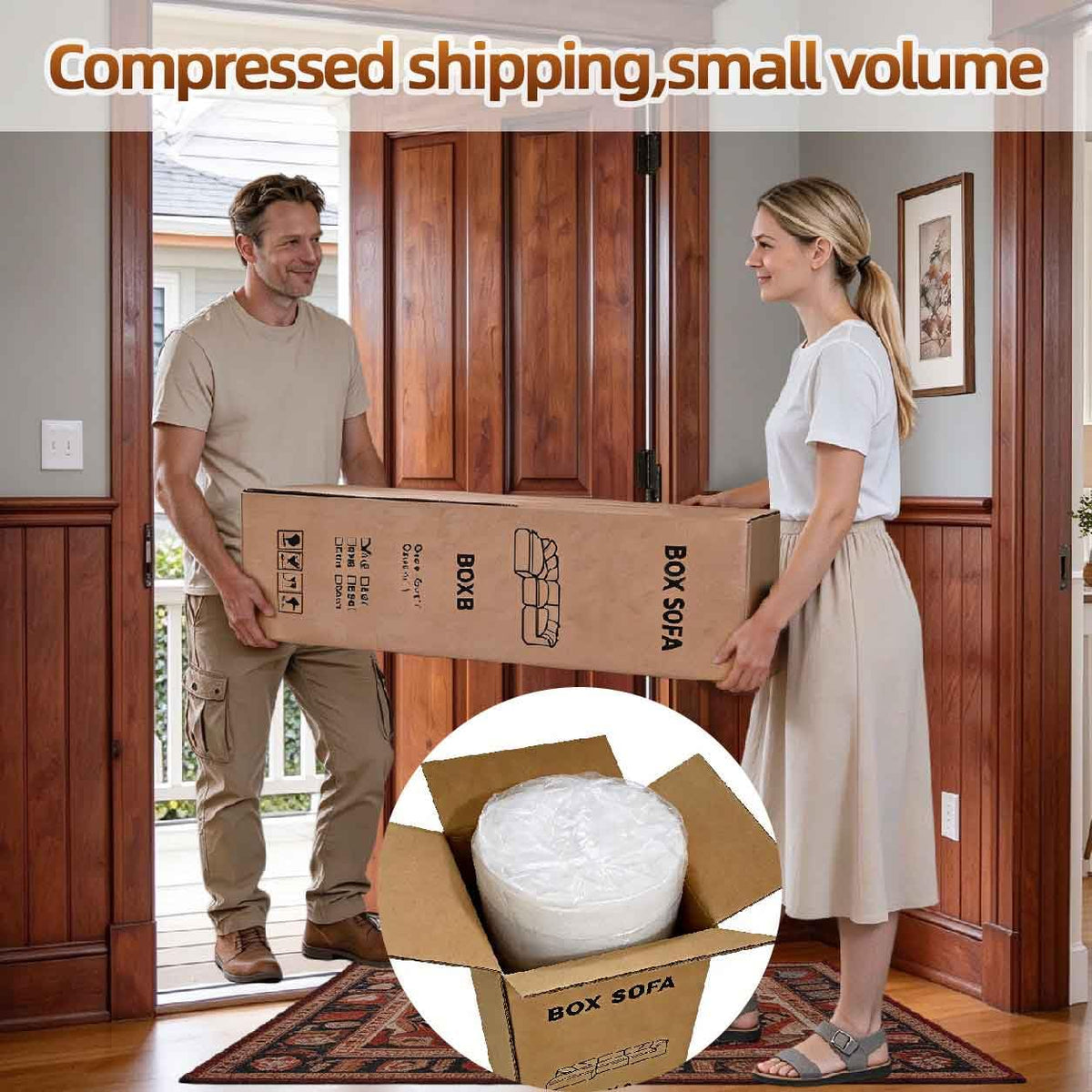 109" Modular Boneless Cloud Couch for Living Room, No Assembly Needed