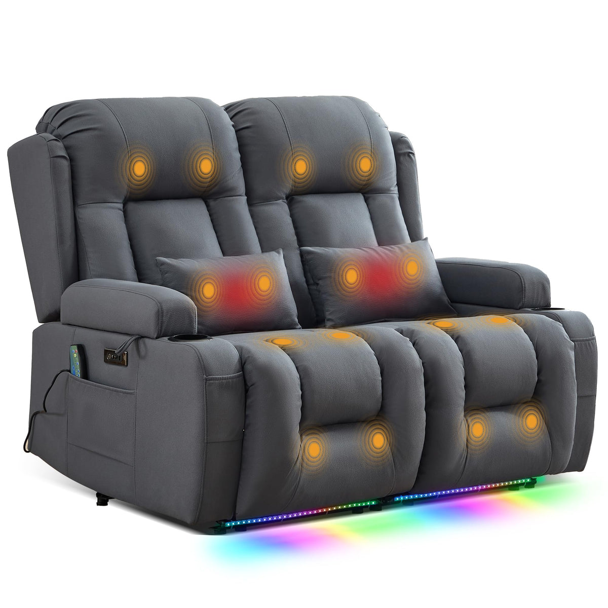 TUNYI Power Loveseat Recliner Sofa with Massage & Heat