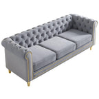 Velvet Sofa 84.65 inch for Living Room Light Grey Color