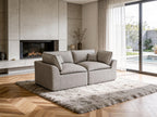 108" Corduroy Modular Sectional Sofa with Ottoman, Boneless Cloud Couch for Living Room, Convertible L-Shape Extra Deep Seat Floor Sofa, Dark Grey