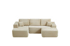 105.7" Cloud Sectional Couch with U Shaped Chaise,Modular Sofa with Deep Seat, Upholstered Couches for Living Room Bedroom,No Assembly Required,(Plush Fabric),Beige JB748