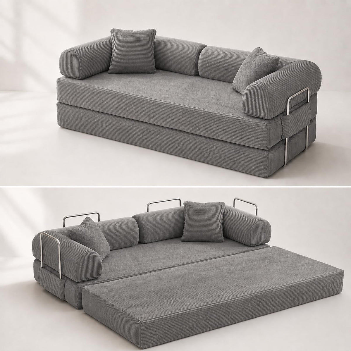 108" Modular Sectional Sofa Bed, L-Shaped Boneless Couch, Yellow
