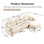 107-Inch L-Shaped Modular Convertible Sectional Sofa W/Removable Ottoman Chaise, Modern Chenille Upholstered Corner Cloud Couches 4 Seat Sectional Sofa for Living Room